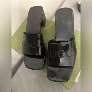 Authentic Gucci Women's Platform Block Heel Slide Sandals